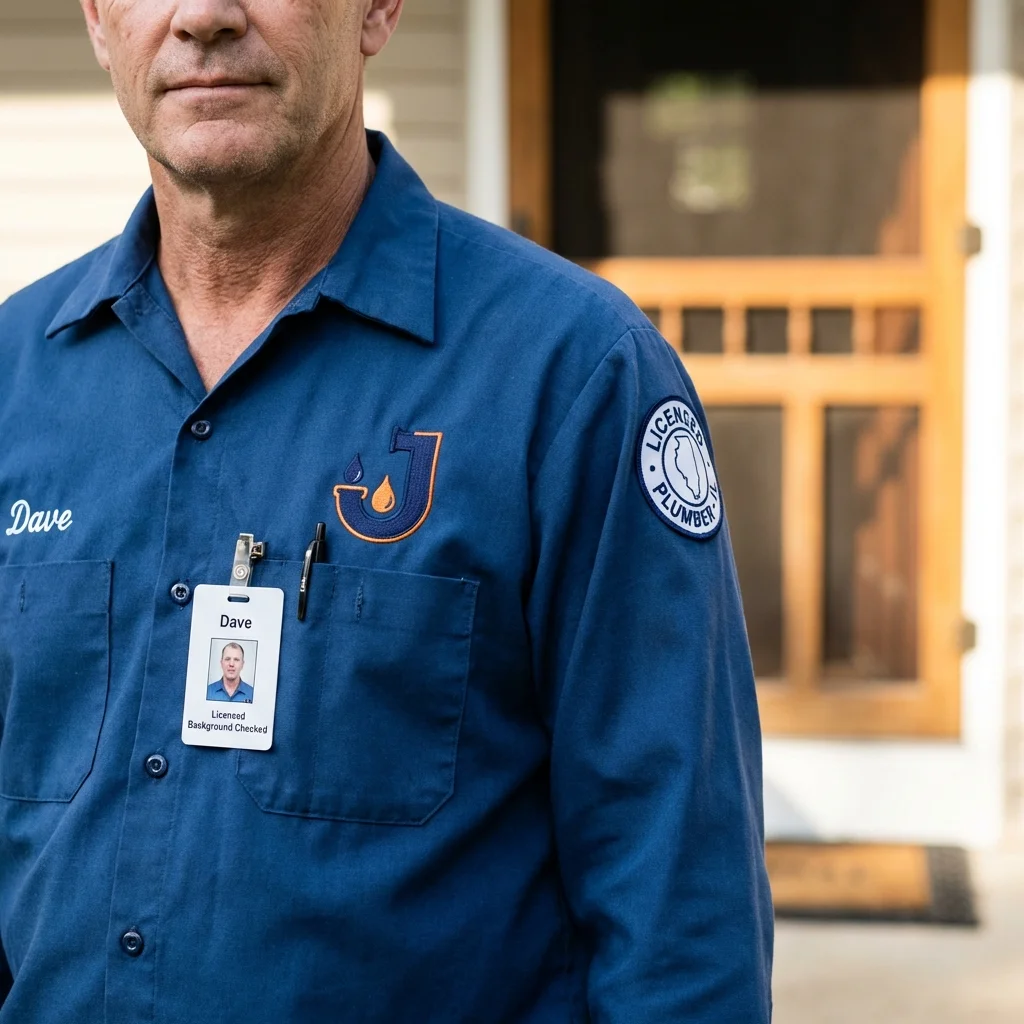 Licensed plumber showing ID badge in Wantagh, NY